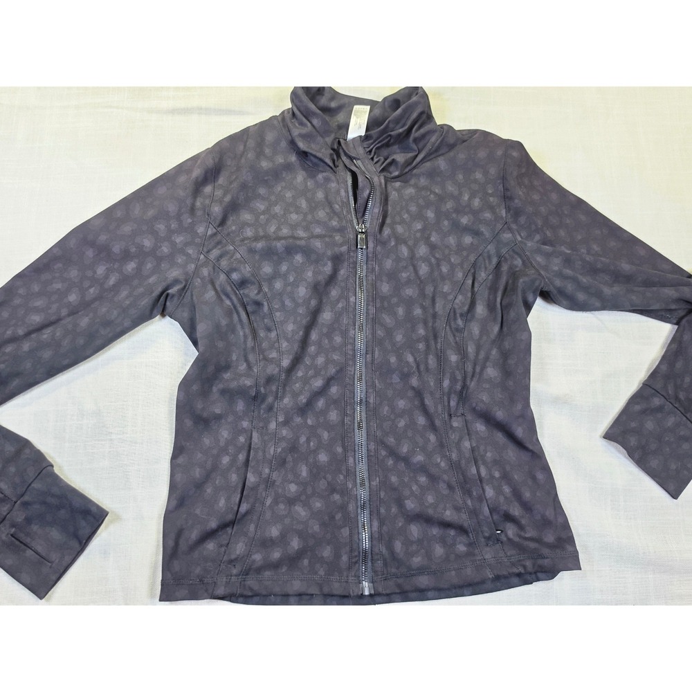 90 Degree by Reflex Women XL Leopard Print Full Zip Track Jacket Thumbholes Cozy